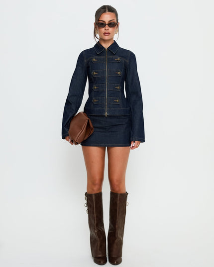 Cristen Cadet Buckle Denim Jacket Indigo