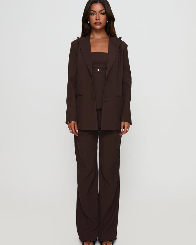 Crowd Pleaser Oversized Blazer Chocolate