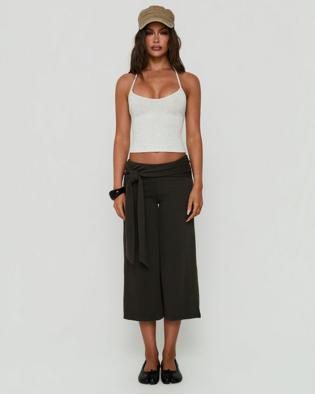 Allena Gaucho Tie Detail Shorts Slate