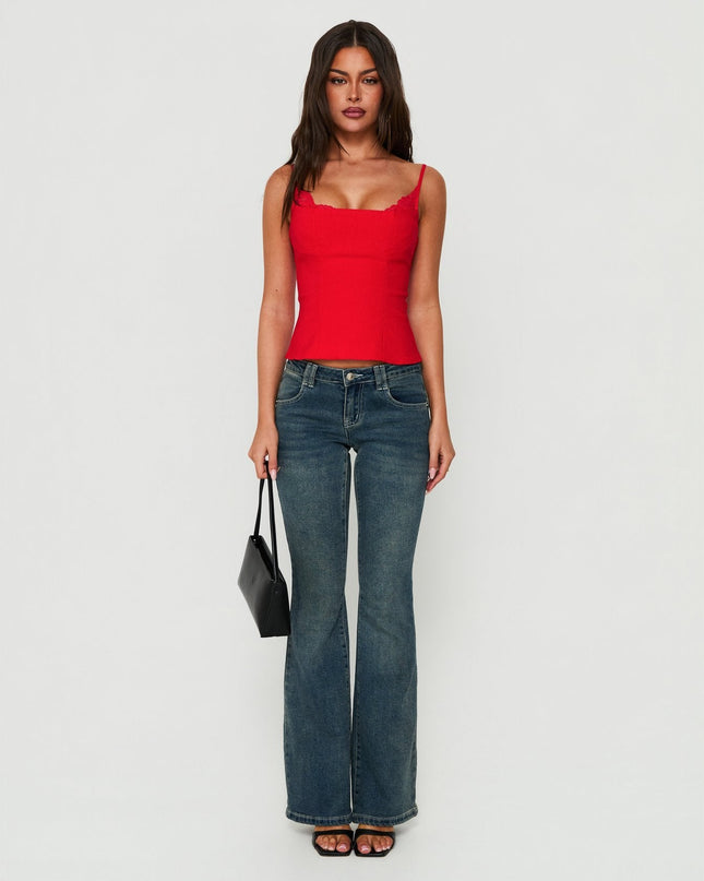 Renaissance Corset Lace Top Red
