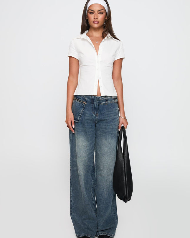 Lift Off Button Up Top White