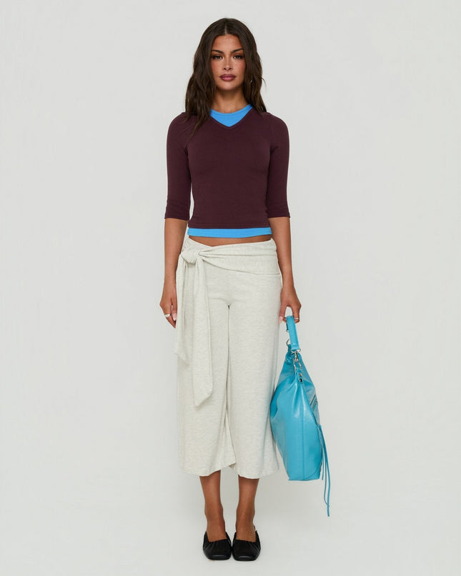 Allena Gaucho Tie Detail Shorts Grey Marle