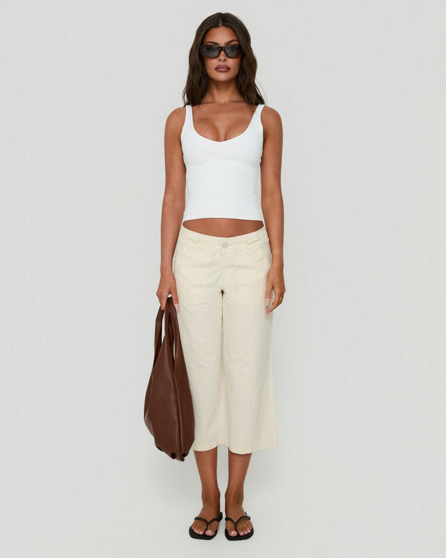 Daily Define V Neck Tank Top White