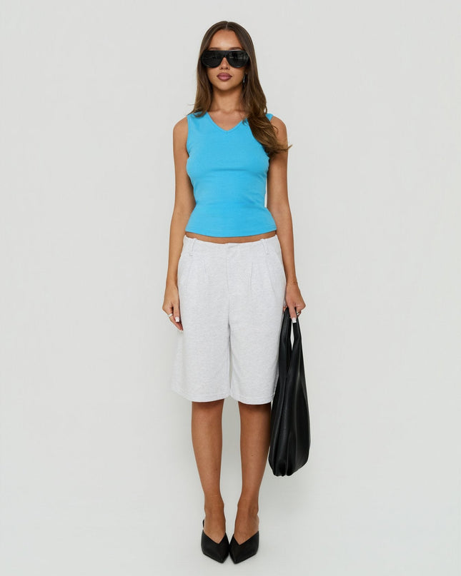 Charlea Fleece Tailored Longline Short Snow Marle