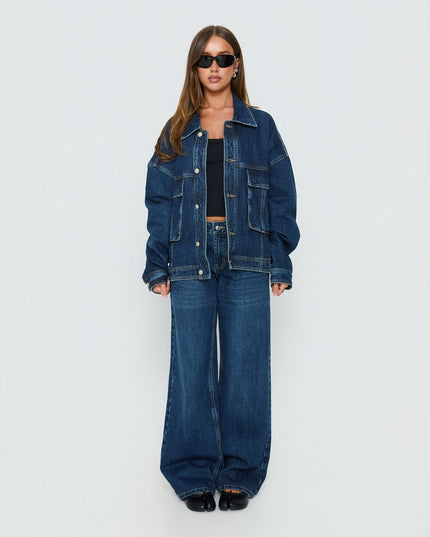 Kier Oversized Jacket Denim Dark Blue Wash