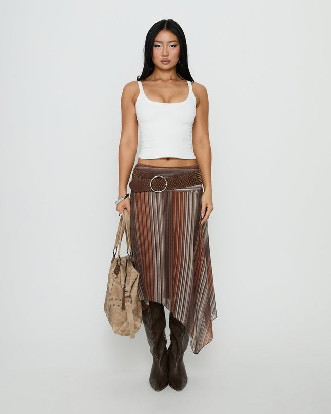 Massino Asymmetrical Midi Skirt Multi Stripe