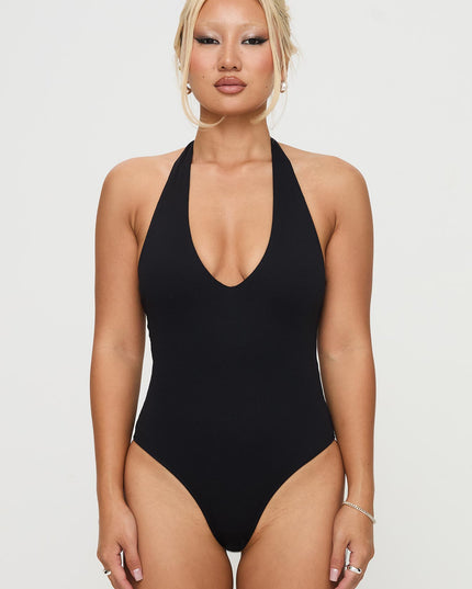 Someone New Halter Bodysuit Black