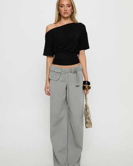 Ashlinn Off Shoulder Drapey Top Black