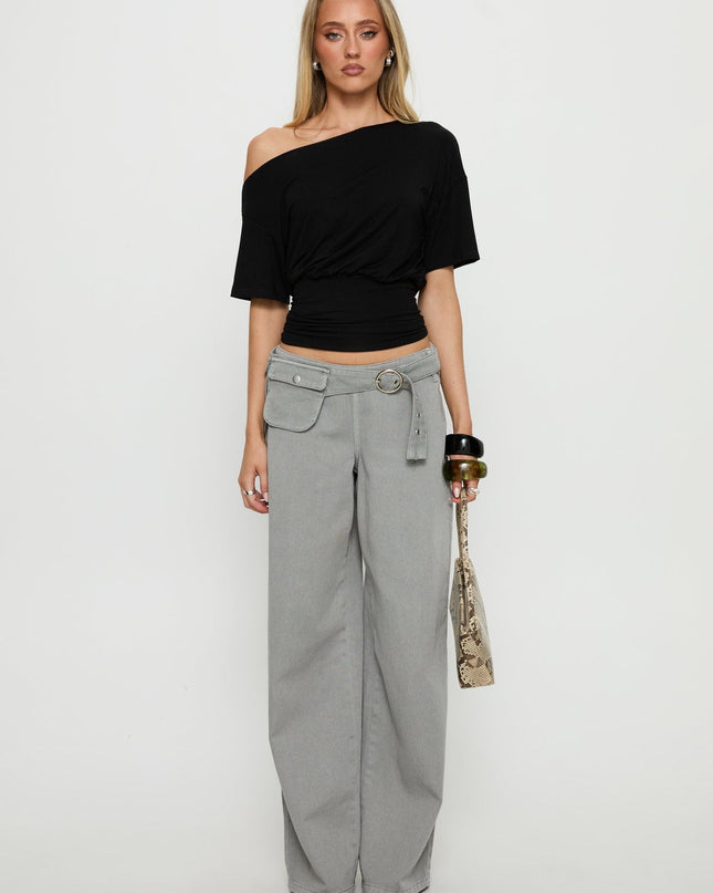 Ashlinn Off Shoulder Drapey Top Black