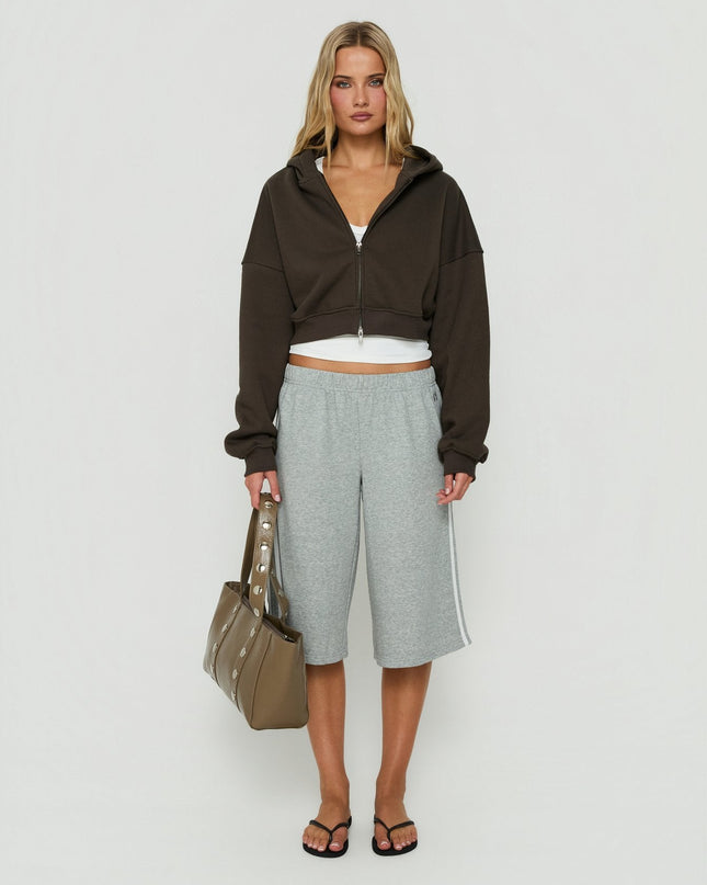 Zellah Double Ended Zipper Hoodie Iron Grey