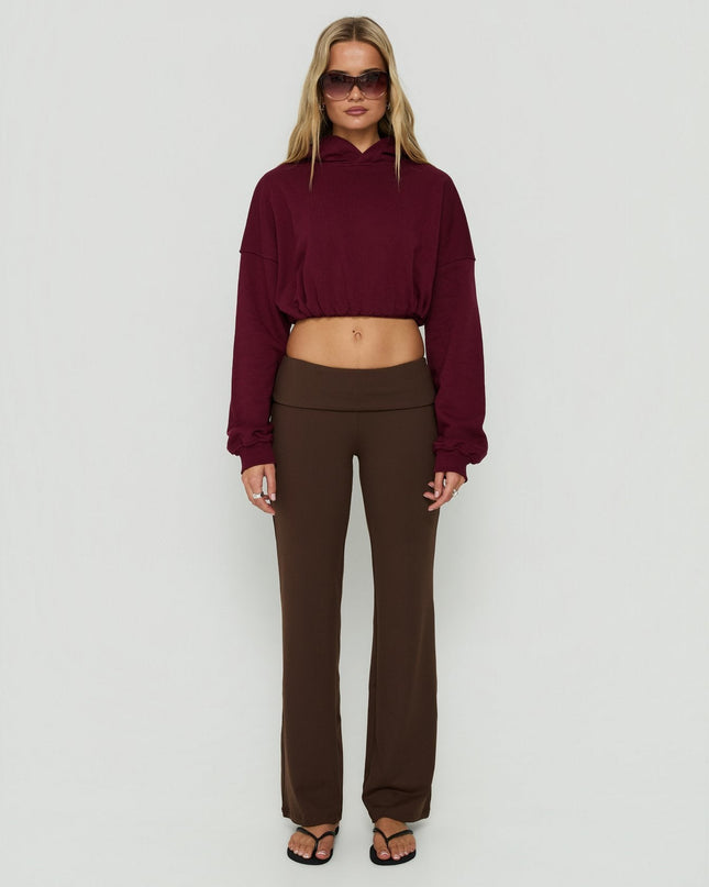 Mayse Bubble Hem Cropped Hoodie Cherry