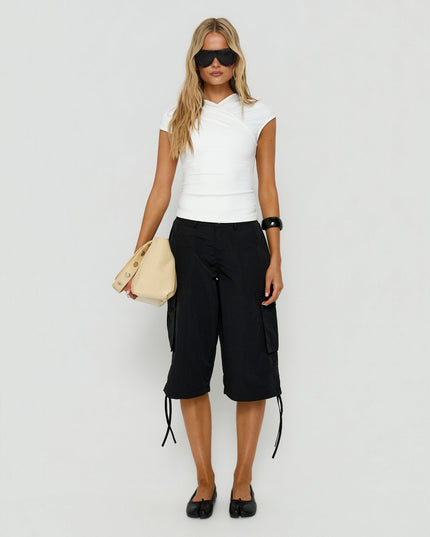 Hudsen Longline Nylon Cargo Shorts Black