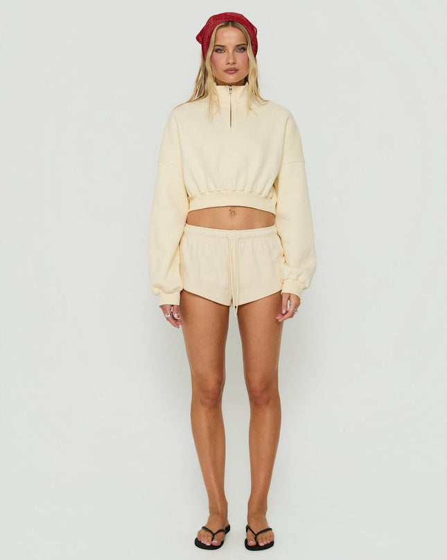 Astridd 3/4 Zip Cropped Jumper Cream