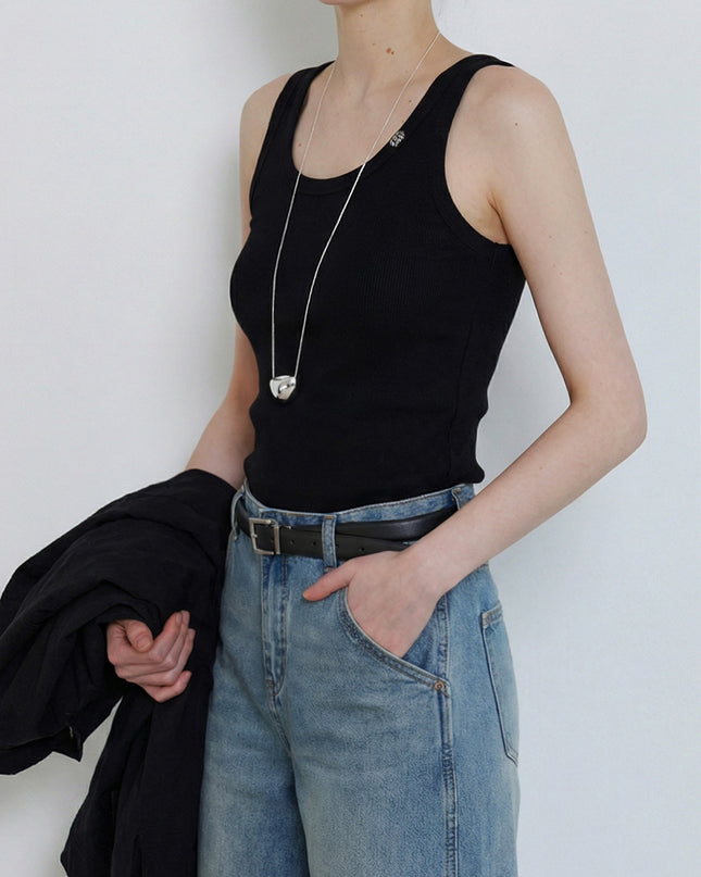 NONANDNON Women's Basic U-Neck Ribbed Sleeveless Top N6STS0367