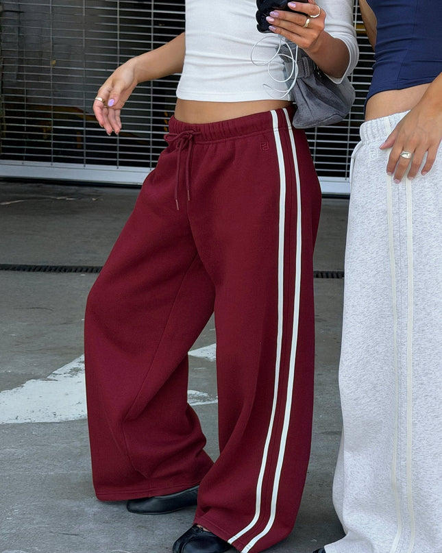 Kennah Wide Leg Sweat Pants Cherry