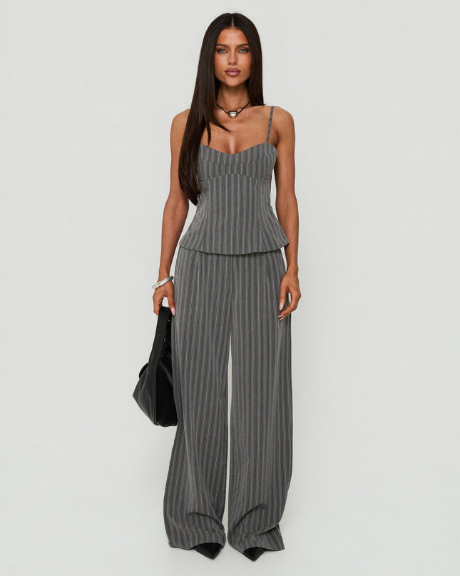 Kierstyn Corset Set Grey Stripe