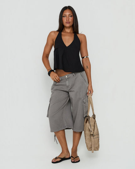 Hudsen Longline Cargo Shorts Charcoal