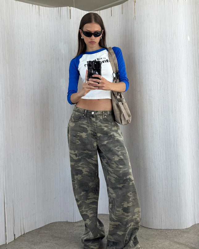 Naylor Mid Rise Wide Leg Jeans Camo
