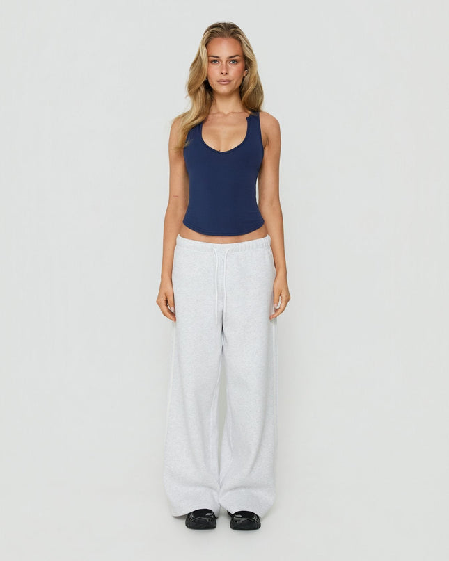 Kennah Wide Leg Sweat Pants Grey Marle