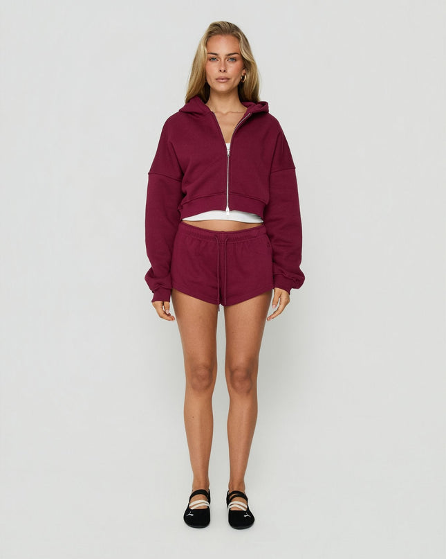 Zellah Double Ended Zipper Hoodie Cherry