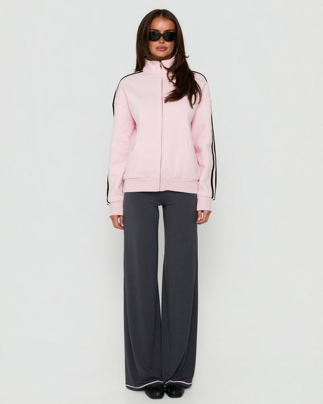 Keeran Funnel Neck Fleece Jumper Pink / Black