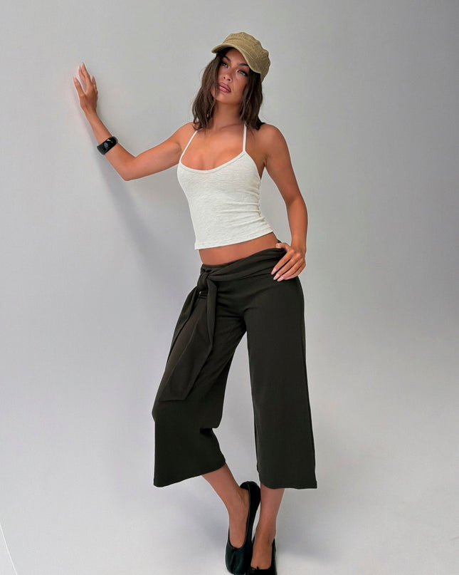 Allena Gaucho Tie Detail Shorts Slate