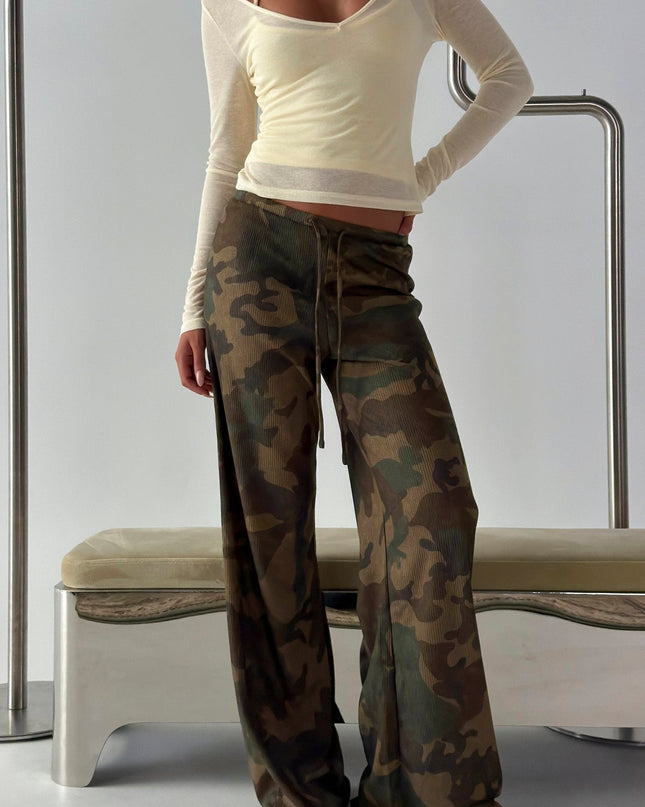 Seylah Waffle Jersey Pants Camo