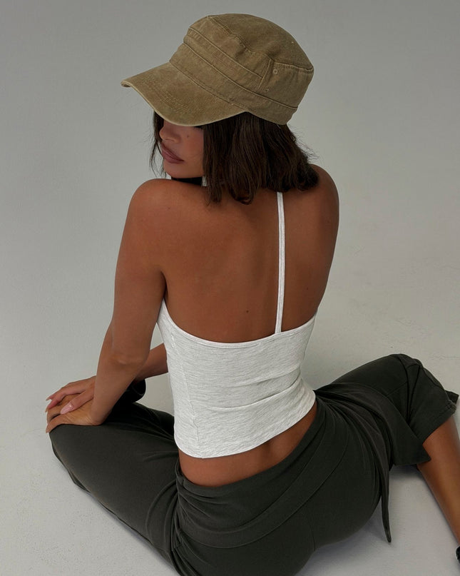 Cecilly Trim Racerback Top Grey Marle