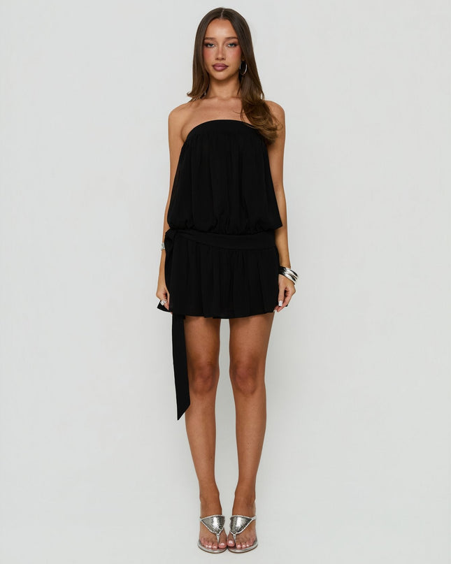 We Belong Together Strapless Blouson Mini Dress Black