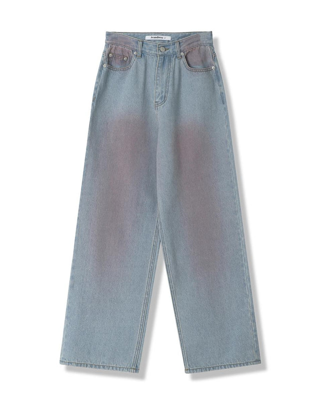 AVANDRESS Women's Pop Pink Brush Denim Pants Light Blue
