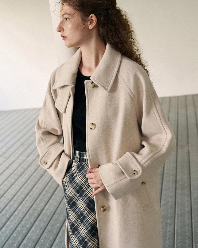 DRAWFIT WOMEN Women's Soft Cashmere Single Balmacaan Coat
