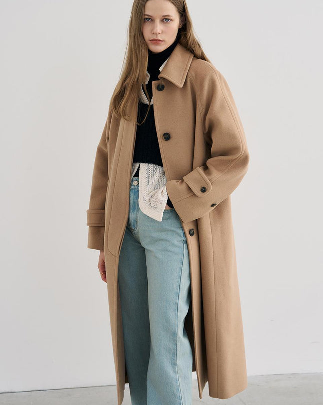 DRAWFIT WOMEN Women's Soft Cashmere Single Balmacaan Coat