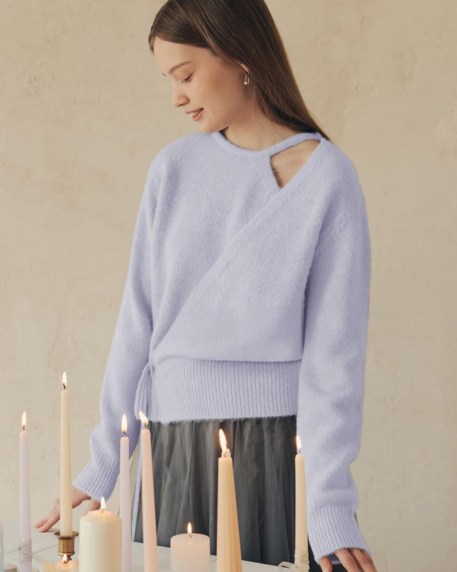 ZEROSTREET Women's Wool Blend Cut-Out Wrap Sweater