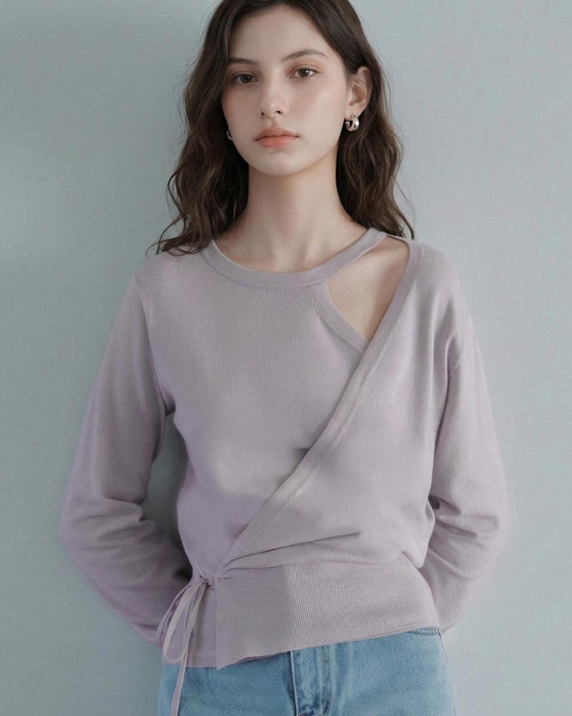 ZEROSTREET Women's Wool Blend Cut-Out Wrap Sweater