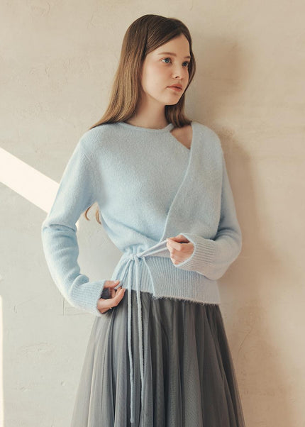 ZEROSTREET Women's Wool Blend Cut-Out Wrap Sweater