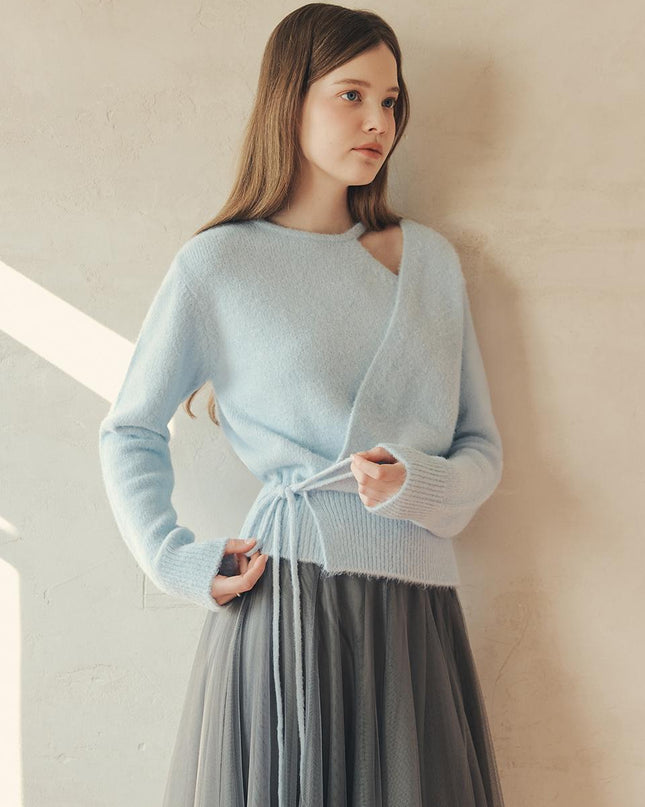 ZEROSTREET Women's Wool Blend Cut-Out Wrap Sweater