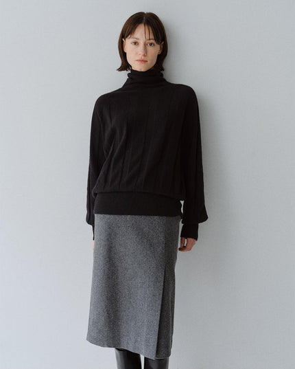 MOHAN Women's Wool Blend Front Slit Semi H-Line Skirt