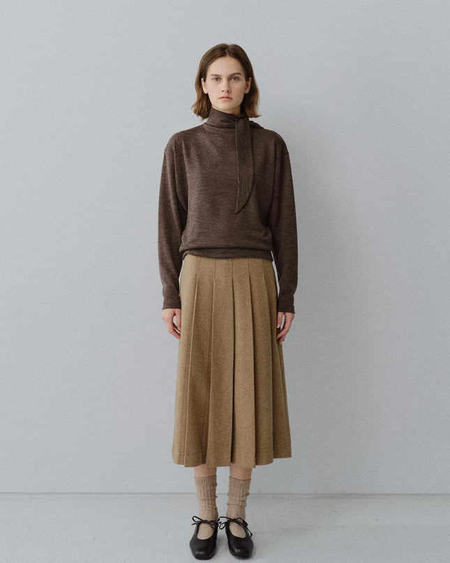 MOHAN Women's Classic Wool Pleated Skirt