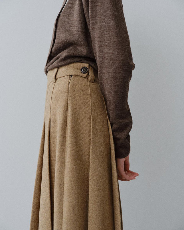 MOHAN Women's Classic Wool Pleated Skirt