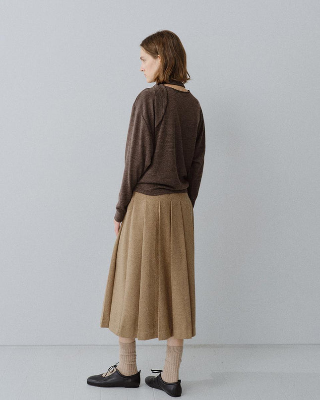 MOHAN Women's Classic Wool Pleated Skirt