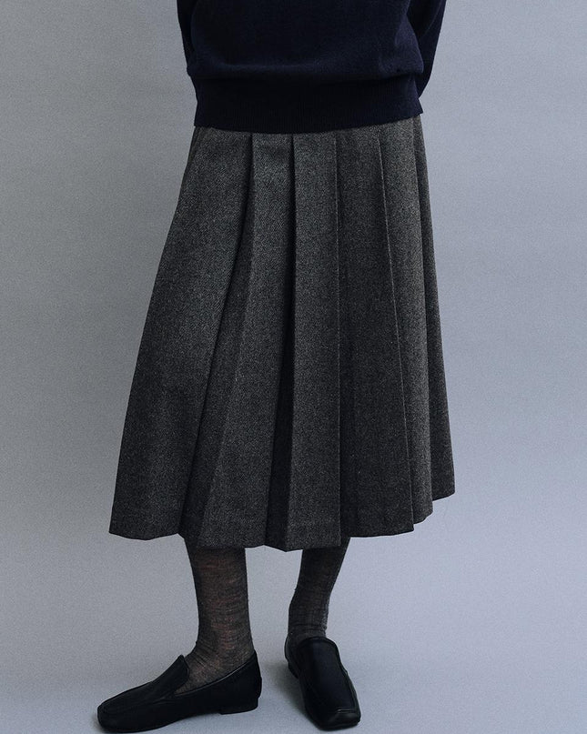 MOHAN Women's Classic Wool Pleated Skirt