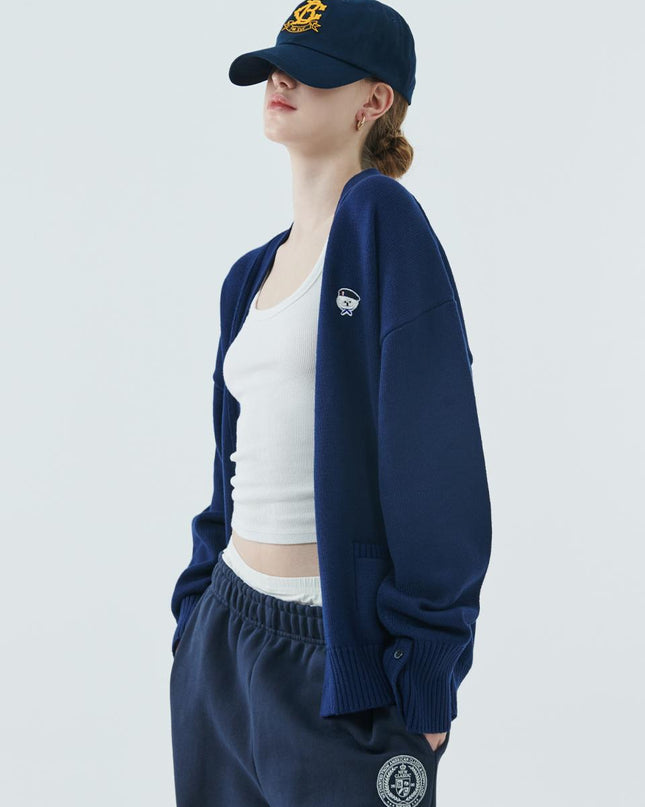 beyondcloset Women's Cashmere Classic Logo Adjustable Cardigan