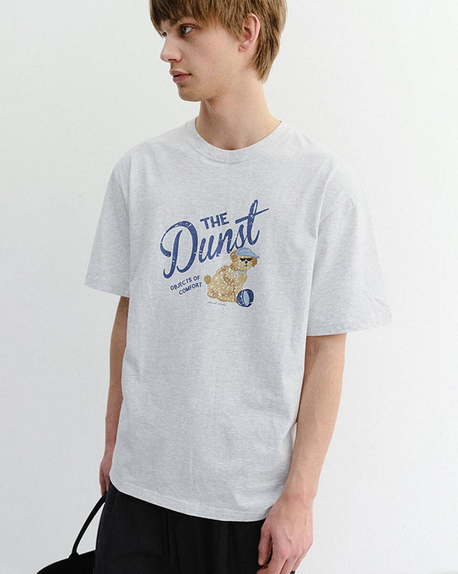 DUNST Unisex Drawing Puppy T-Shirt Light Melange Grey UDTS5B127G1