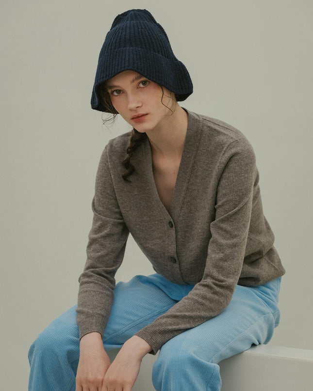 BINOVULAR Women's Essential V-Neck Cardigan Sepia