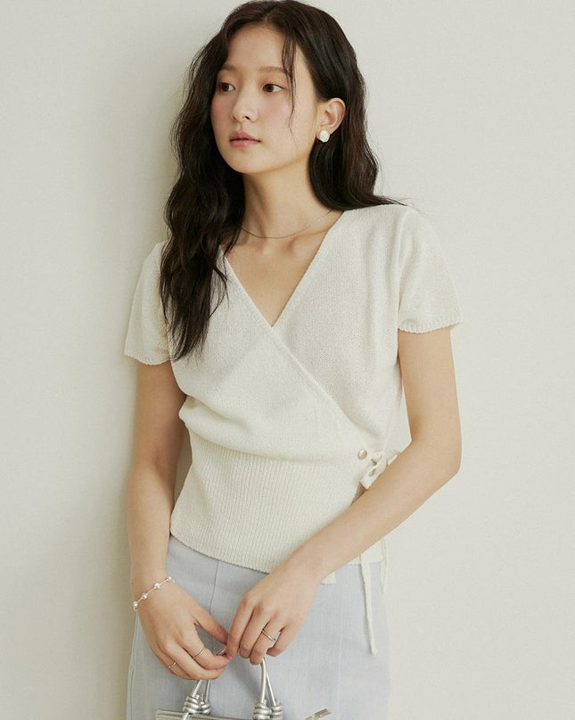 ADAUL Women's Silver Button Summer Lap Knit T-Shirt