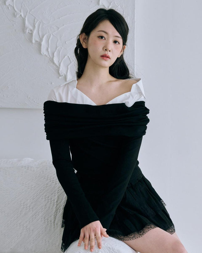 BYSEOWOO Women's Jessica Off-Shoulder Top Black