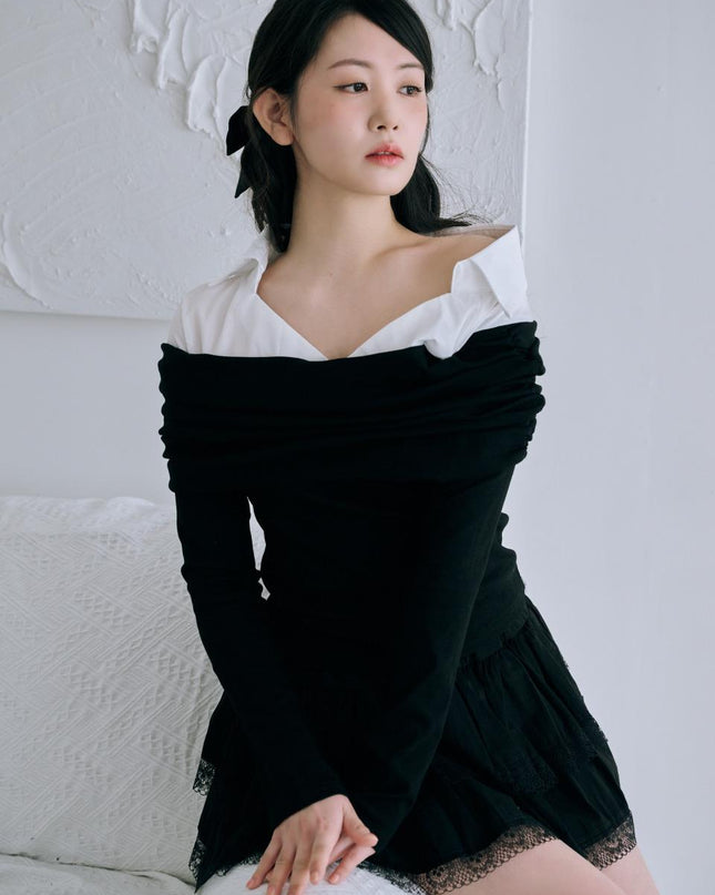 BYSEOWOO Women's Jessica Off-Shoulder Top Black