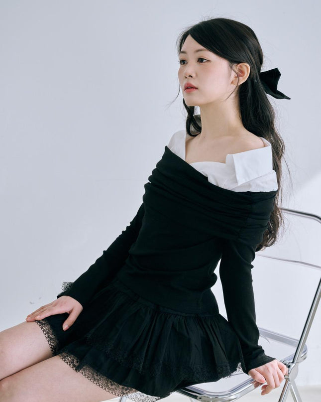 BYSEOWOO Women's Jessica Off-Shoulder Top Black