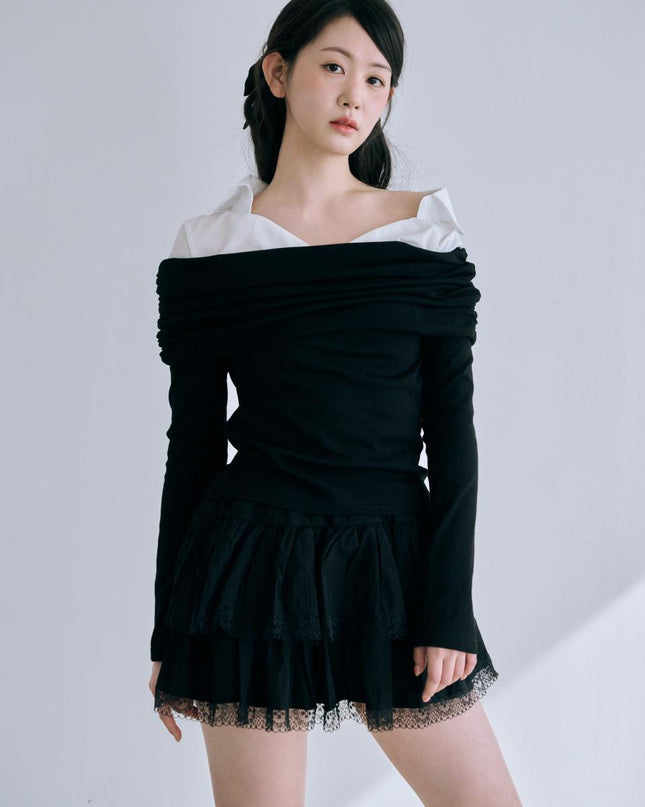 BYSEOWOO Women's Jessica Off-Shoulder Top Black