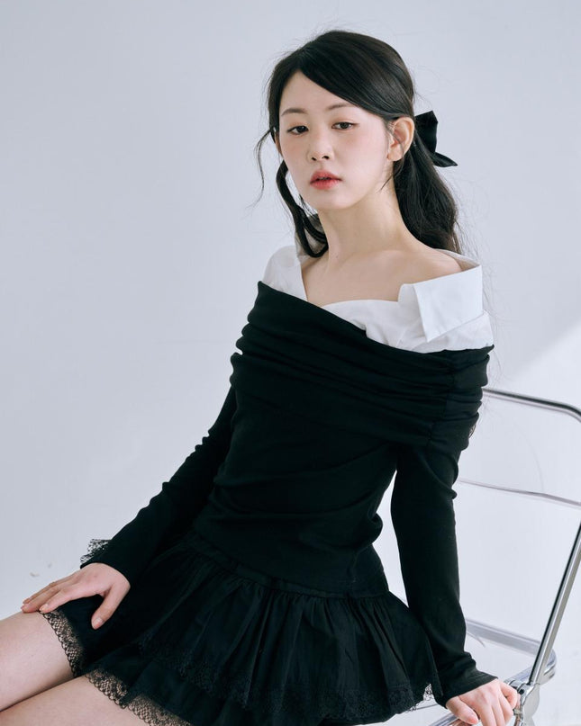 BYSEOWOO Women's Jessica Off-Shoulder Top Black
